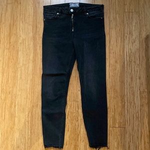 Free People Black Skinny Moto Style Jeans, Size 29